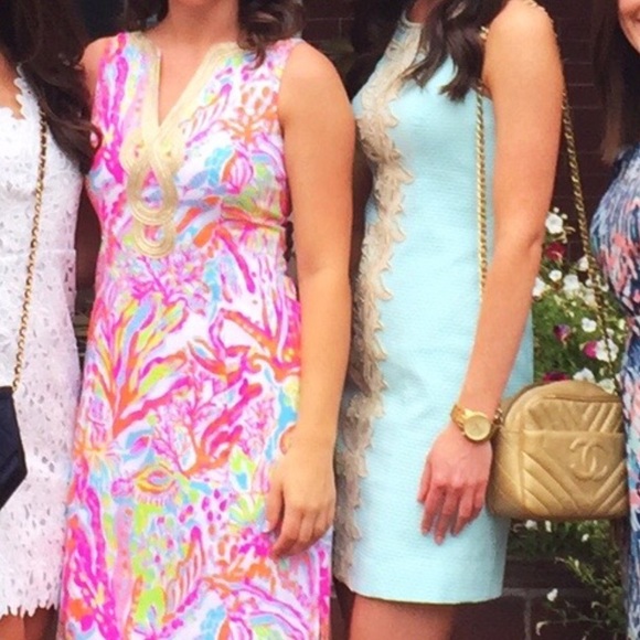 Lilly pulitzer light blue and gold dress - Picture 2 of 7